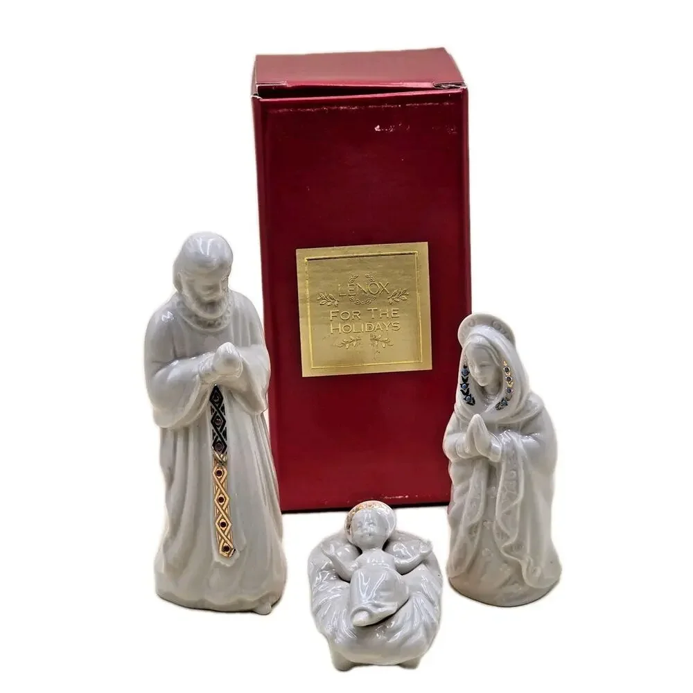 Lenox China Jewels Ivory Nativity Porcelain Joseph, Mary & Baby Jesus in Box